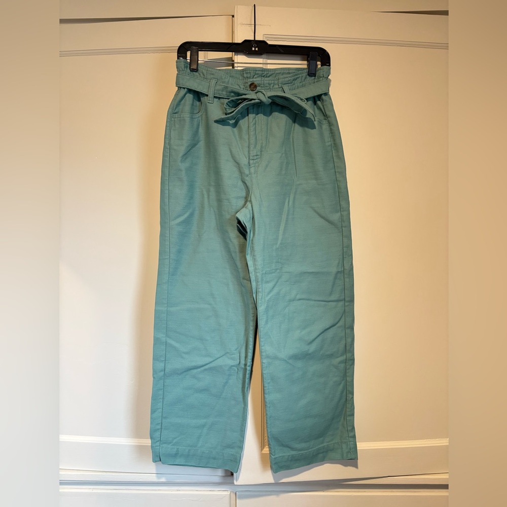 J. Crew Green Paper Bag Cotton Pants